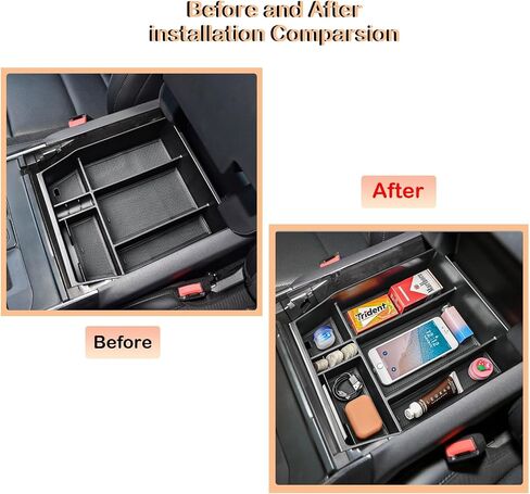 Tacobro Center Console Organizer متوافق مع Ford F150 2021-2024 2025 الملحقات ، STX/Hupl/Lariat/King Ranch/Platinum F-150 Lightning Armres ، (40/وحدة تحكم/40 مقعد أمامي فقط) in Saudi Arabia