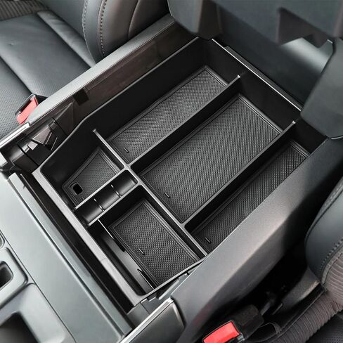 Tacobro Center Console Organizer متوافق مع Ford F150 2021-2024 2025 الملحقات ، STX/Hupl/Lariat/King Ranch/Platinum F-150 Lightning Armres ، (40/وحدة تحكم/40 مقعد أمامي فقط) in Saudi Arabia