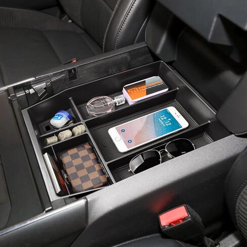 Tacobro Center Console Organizer متوافق مع Ford F150 2021-2024 2025 الملحقات ، STX/Hupl/Lariat/King Ranch/Platinum F-150 Lightning Armres ، (40/وحدة تحكم/40 مقعد أمامي فقط) in Saudi Arabia