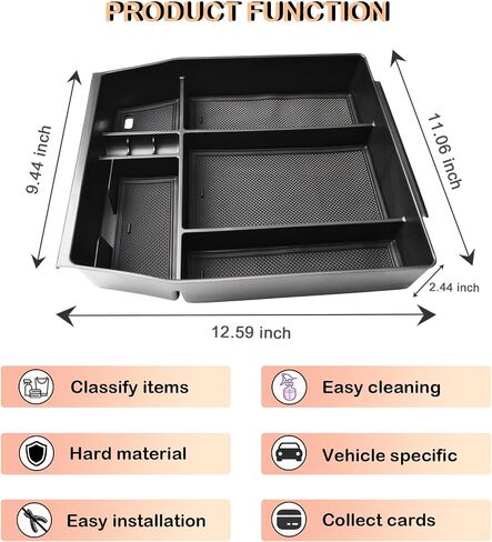 Tacobro Center Console Organizer متوافق مع Ford F150 2021-2024 2025 الملحقات ، STX/Hupl/Lariat/King Ranch/Platinum F-150 Lightning Armres ، (40/وحدة تحكم/40 مقعد أمامي فقط) in Saudi Arabia