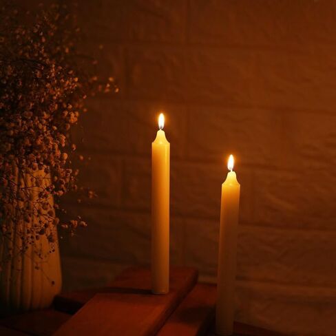 Welburn Veda&Co™ Church Candles, Household Candles, Emergency Candles - Pack of 24, 19mm x 7" (7 Hours Burn Time), 100% Fully Refined Paraffin Wax, for Memorial, Christmas Eve, Shabbat (White) in Saudi Arabia