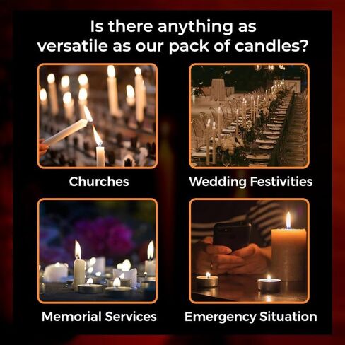 Welburn Veda&Co™ Church Candles, Household Candles, Emergency Candles - Pack of 24, 19mm x 7" (7 Hours Burn Time), 100% Fully Refined Paraffin Wax, for Memorial, Christmas Eve, Shabbat (White) in Saudi Arabia