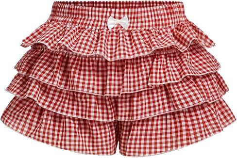 Verdusa Women's Plus Size Y2K Gingham Plaid Mini Shorts Tiered Tierded Slugled Shorts in Kuwait