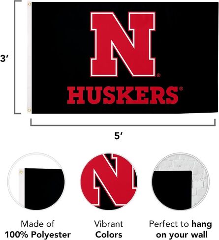 Desert Cactus University of Nebraska Flag Huskers GBR NU Huskers Flag Banners 100% Polyester Indoor Outdoor 3x5 feet Flags (Style A) in Saudi Arabia