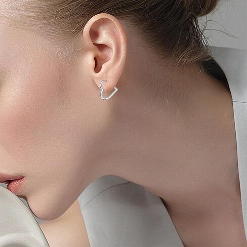 925 sterling Silver 1.6cm Heart Hooop أقراط للنساء الفتيات ، مع 925 من الوظائف الفضية الاسترليني ، أقراط على شكل قلب حلو الحب in Kuwait