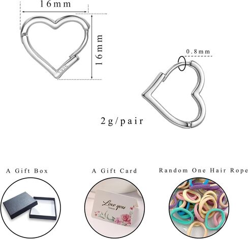 925 sterling Silver 1.6cm Heart Hooop أقراط للنساء الفتيات ، مع 925 من الوظائف الفضية الاسترليني ، أقراط على شكل قلب حلو الحب in Kuwait