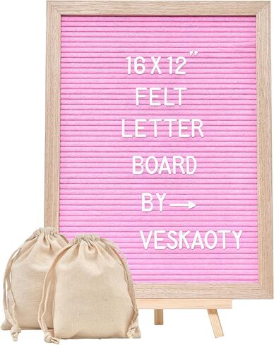 Felt Letter Board with 402 Letters, Numbers & Symbols - 12 x 16 inch Large Changeable Message Board with Wooden Frame Wall Mount Hook,2 Canvas Bags,Wood Stand (Black Board & Wood Frame) in Saudi Arabia