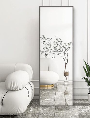 HA Large Full Length Floor Mirror 64''x21'' for Bedroom, Dressing Mirror Full Body Free Standing or Wall-Mounted (Grey) in Saudi Arabia