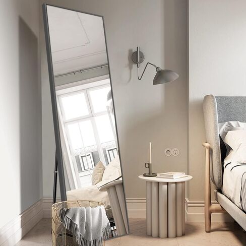 HA Large Full Length Floor Mirror 64''x21'' for Bedroom, Dressing Mirror Full Body Free Standing or Wall-Mounted (Grey) in Saudi Arabia