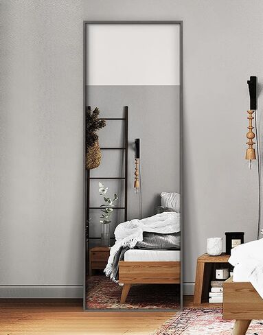 HA Large Full Length Floor Mirror 64''x21'' for Bedroom, Dressing Mirror Full Body Free Standing or Wall-Mounted (Grey) in Saudi Arabia