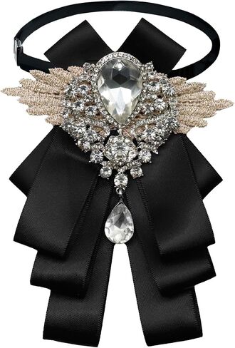 Bow Tie for Women, Womens Bow Tie Rhinestone Solid Color Bowtie for Party Banque School Prom Graduation Leisure in Saudi Arabia