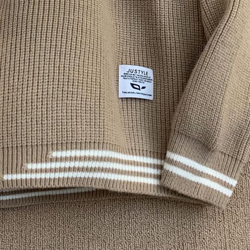 Men Colorblocked Crewneck Sweater Baggy Knitted Pullover Jumper Unisex Casual Textured Sweater Tops in Saudi Arabia
