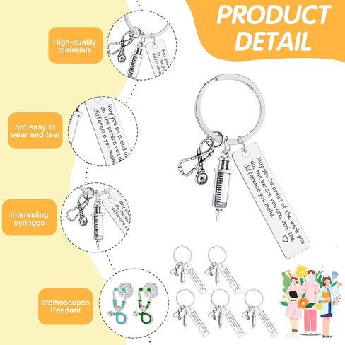 20 Sets Nurse Thank You Appreciation Gifts 20 Nurse Keychains 20 Stethoscope Pins 20 Thank You Cards 20 Organza Bags, Bulk Cute Stethoscope Brooch Pins for Nurse Teacher Colleague Appreciation Gifts in Saudi Arabia
