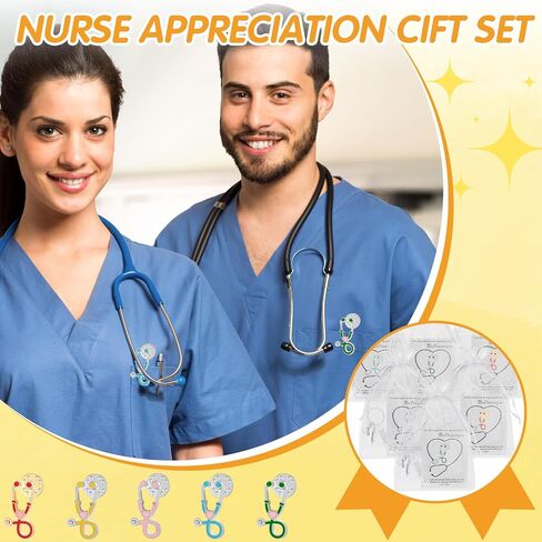 20 Sets Nurse Thank You Appreciation Gifts 20 Nurse Keychains 20 Stethoscope Pins 20 Thank You Cards 20 Organza Bags, Bulk Cute Stethoscope Brooch Pins for Nurse Teacher Colleague Appreciation Gifts in Saudi Arabia
