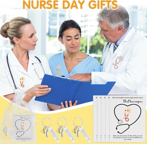 20 Sets Nurse Thank You Appreciation Gifts 20 Nurse Keychains 20 Stethoscope Pins 20 Thank You Cards 20 Organza Bags, Bulk Cute Stethoscope Brooch Pins for Nurse Teacher Colleague Appreciation Gifts in Saudi Arabia