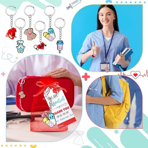 Sureio 12 Sets Teacher Appreciation Gifts Bulk for Women Men Teacher Nurse Keychains with Inspirational Greeting Card Graduation Thank You Gift in Saudi Arabia