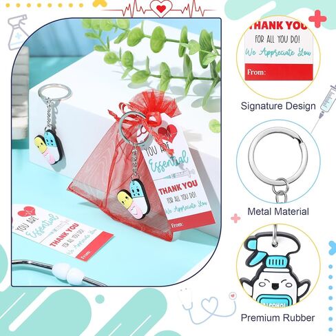 Sureio 12 Sets Teacher Appreciation Gifts Bulk for Women Men Teacher Nurse Keychains with Inspirational Greeting Card Graduation Thank You Gift in Saudi Arabia
