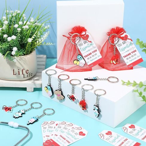 Sureio 12 Sets Teacher Appreciation Gifts Bulk for Women Men Teacher Nurse Keychains with Inspirational Greeting Card Graduation Thank You Gift in Saudi Arabia