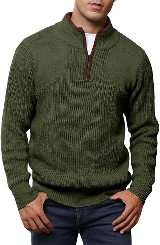 JMIERR Mens Quarter Zip Sweater Lightweight Mock Neck Casual Long Sleeve Knitted Solid Pullover Sweaters in Saudi Arabia