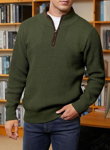 JMIERR Mens Quarter Zip Sweater Lightweight Mock Neck Casual Long Sleeve Knitted Solid Pullover Sweaters in Saudi Arabia