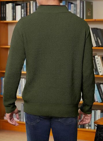 JMIERR Mens Quarter Zip Sweater Lightweight Mock Neck Casual Long Sleeve Knitted Solid Pullover Sweaters in Saudi Arabia