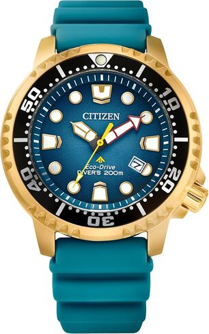 Citizen Promaster Dive Eco-Drive Watch, 3-Hand Date, ISO Certified, Luminous Hands and Markers, Rotating Bezel, Blue/Orange Dial in Saudi Arabia