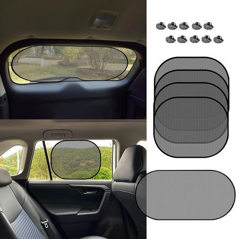 2PCS Car Window Shade with Suction Cups, Side Window Sun Shade Blocker, Mesh Vehicle Window Screen Provide Glare and UV Rays Protection for Baby, Universal Car Accessories for Most Models (25"×15") in Saudi Arabia
