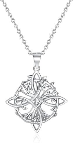 سحرة عقدة قلادة Nudo de Bruja Pendant الأصلي Tetragrammaton تميمة De Proteccion 925 Sterling Silver Wicca Moon المجوهرات سلتيك الأيرلندية للنساء in Kuwait