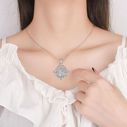 سحرة عقدة قلادة Nudo de Bruja Pendant الأصلي Tetragrammaton تميمة De Proteccion 925 Sterling Silver Wicca Moon المجوهرات سلتيك الأيرلندية للنساء in Kuwait
