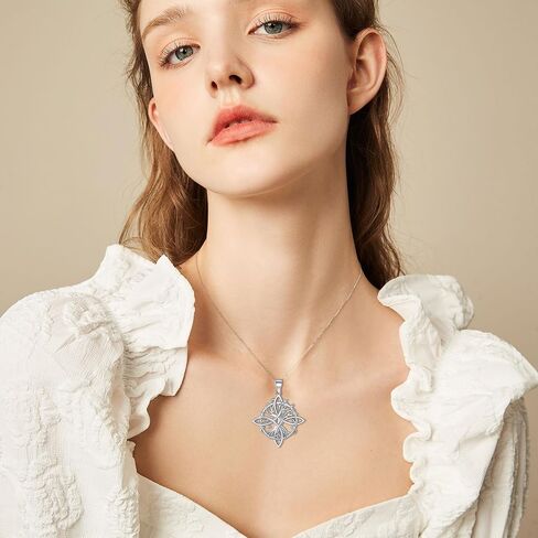 سحرة عقدة قلادة Nudo de Bruja Pendant الأصلي Tetragrammaton تميمة De Proteccion 925 Sterling Silver Wicca Moon المجوهرات سلتيك الأيرلندية للنساء in Kuwait