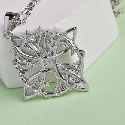 سحرة عقدة قلادة Nudo de Bruja Pendant الأصلي Tetragrammaton تميمة De Proteccion 925 Sterling Silver Wicca Moon المجوهرات سلتيك الأيرلندية للنساء in Kuwait