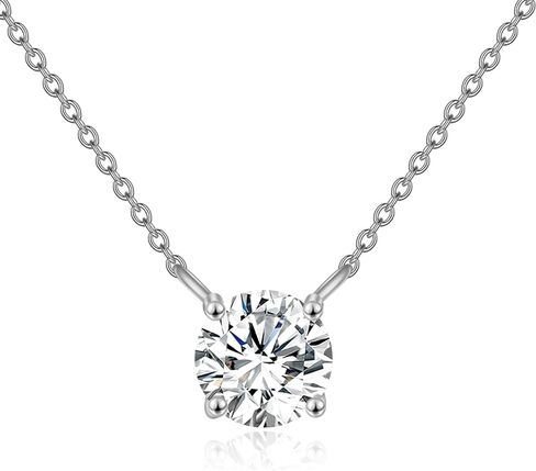 14K Gold Moissanite Necklace Round Cut Moissanite Solitaire Simulated Diamond Pendant Necklace for Women, Birthday Mothers Day Gifts for Mom Her Wife, Available in 0.5-2CT, 16+2 Inches Chain in Saudi Arabia