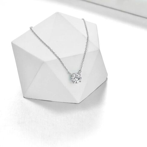 14K Gold Moissanite Necklace Round Cut Moissanite Solitaire Simulated Diamond Pendant Necklace for Women, Birthday Mothers Day Gifts for Mom Her Wife, Available in 0.5-2CT, 16+2 Inches Chain in Saudi Arabia