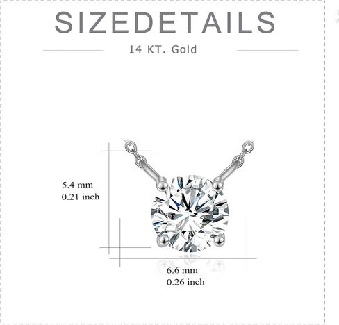 14K Gold Moissanite Necklace Round Cut Moissanite Solitaire Simulated Diamond Pendant Necklace for Women, Birthday Mothers Day Gifts for Mom Her Wife, Available in 0.5-2CT, 16+2 Inches Chain in Saudi Arabia