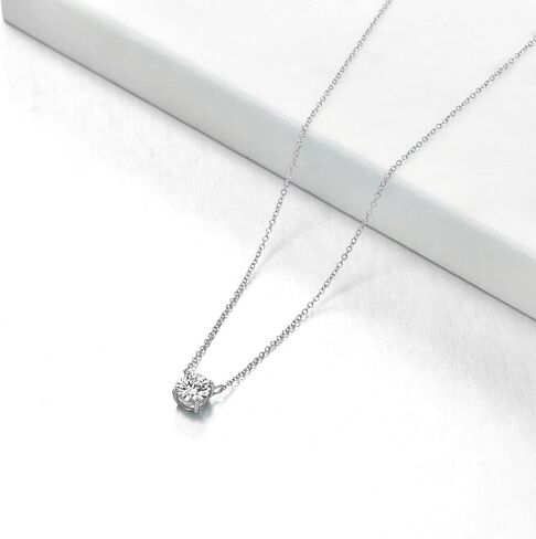 14K Gold Moissanite Necklace Round Cut Moissanite Solitaire Simulated Diamond Pendant Necklace for Women, Birthday Mothers Day Gifts for Mom Her Wife, Available in 0.5-2CT, 16+2 Inches Chain in Saudi Arabia