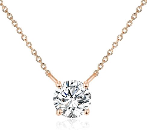 14K Gold Moissanite Necklace Round Cut Moissanite Solitaire Simulated Diamond Pendant Necklace for Women, Birthday Mothers Day Gifts for Mom Her Wife, Available in 0.5-2CT, 16+2 Inches Chain in Saudi Arabia