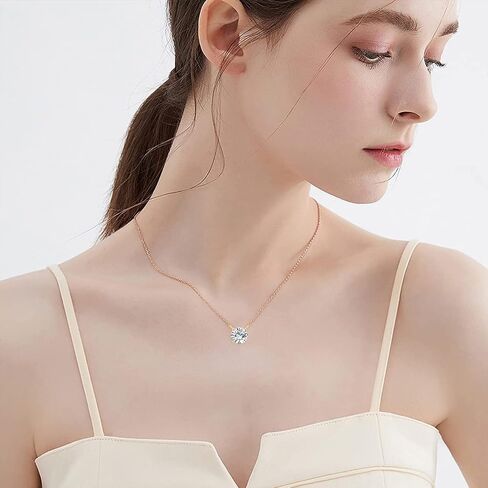 14K Gold Moissanite Necklace Round Cut Moissanite Solitaire Simulated Diamond Pendant Necklace for Women, Birthday Mothers Day Gifts for Mom Her Wife, Available in 0.5-2CT, 16+2 Inches Chain in Saudi Arabia