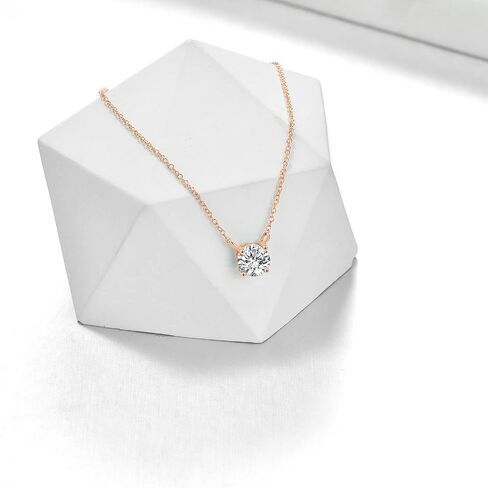 14K Gold Moissanite Necklace Round Cut Moissanite Solitaire Simulated Diamond Pendant Necklace for Women, Birthday Mothers Day Gifts for Mom Her Wife, Available in 0.5-2CT, 16+2 Inches Chain in Saudi Arabia