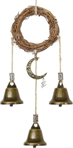Witch Bells Witchcraft Decor Gifts Magic Pagan Wall Home Room Door Knob Decorative Protection Kitchen Witches Runes Wiccan Altar Supplies (Hemp Rope 3 Bells) in Saudi Arabia