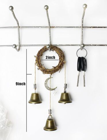 Witch Bells Witchcraft Decor Gifts Magic Pagan Wall Home Room Door Knob Decorative Protection Kitchen Witches Runes Wiccan Altar Supplies (Hemp Rope 3 Bells) in Saudi Arabia