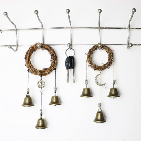 Witch Bells Witchcraft Decor Gifts Magic Pagan Wall Home Room Door Knob Decorative Protection Kitchen Witches Runes Wiccan Altar Supplies (Hemp Rope 3 Bells) in Saudi Arabia
