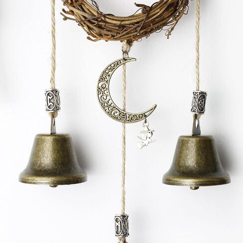 Witch Bells Witchcraft Decor Gifts Magic Pagan Wall Home Room Door Knob Decorative Protection Kitchen Witches Runes Wiccan Altar Supplies (Hemp Rope 3 Bells) in Saudi Arabia
