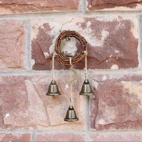 Witch Bells Witchcraft Decor Gifts Magic Pagan Wall Home Room Door Knob Decorative Protection Kitchen Witches Runes Wiccan Altar Supplies (Hemp Rope 3 Bells) in Saudi Arabia