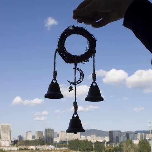 Witch Bells Witchcraft Decor Gifts Magic Pagan Wall Home Room Door Knob Decorative Protection Kitchen Witches Runes Wiccan Altar Supplies (Hemp Rope 3 Bells) in Saudi Arabia