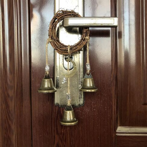 Witch Bells Witchcraft Decor Gifts Magic Pagan Wall Home Room Door Knob Decorative Protection Kitchen Witches Runes Wiccan Altar Supplies (Hemp Rope 3 Bells) in Saudi Arabia