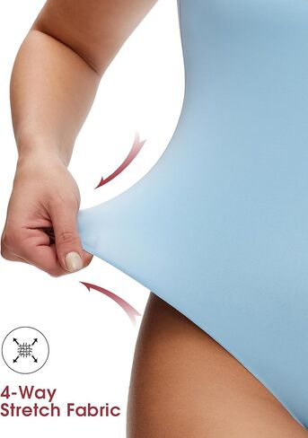 NANJI Spaghetti Straps Bodysuit for Women - Slim Fit Scoop Neck Thong Body Suit, Stretch Double Lined Tops, Casual Going Out in Kuwait