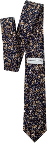 Jacob Alexander Men's Meadow Floral Pattern 2.5 inch Slim Width Neck Tie in Saudi Arabia