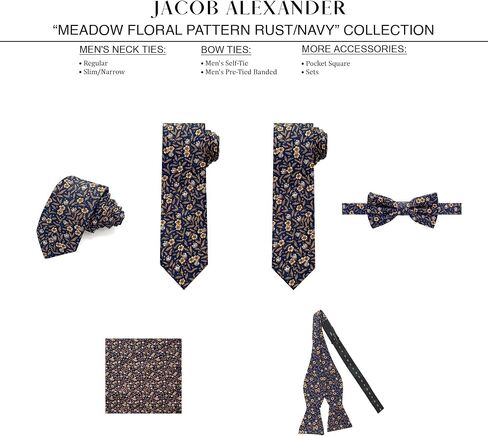 Jacob Alexander Men's Meadow Floral Pattern 2.5 inch Slim Width Neck Tie in Saudi Arabia