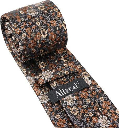 alizeal mens floral necktie مع مربع جيب لربطة عنق الزفاف ومنديل مجموعة in Saudi Arabia