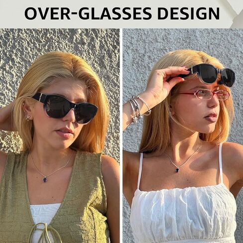TJUTR Polarized Fit Over Glasses Sunglasses for Women UV Protection, Trendy Oversized Shades Wear Over Eyeglasses in Kuwait